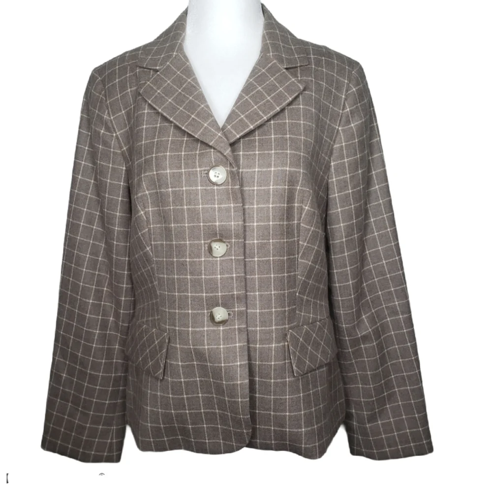 Pendleton Plaid brown blazer jacket SZ 10 P - Picture 1 of 13